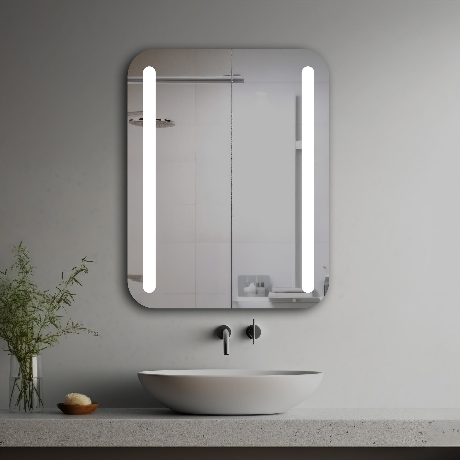 Luminary Lighted Mirror in a modern bathroom over a vessel sink