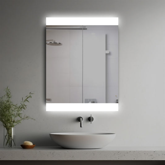 Wingra Lighted Mirror in a modern bathroom over a vessel sink