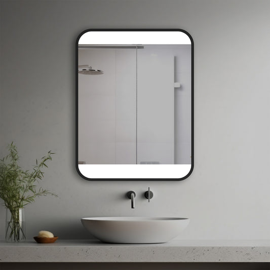 Lucent Lighted Mirror in a modern bathroom over a vessel sink