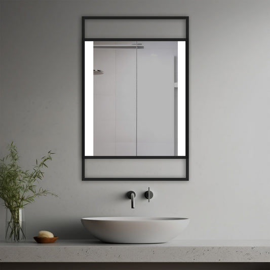 Rothko Lighted Mirror in a modern bathroom over a vessel sink