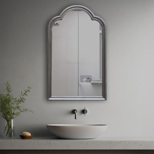 Noa Decorative Mirror in a modern bathroom over a vessel sink