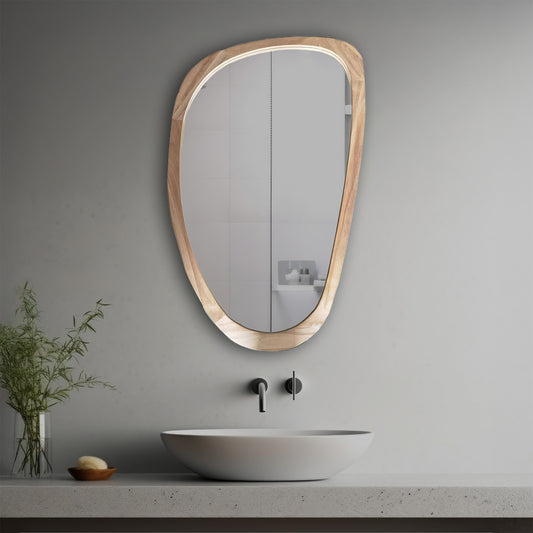 Tyla Decorative Mirror in a modern bathroom over a vessel sink