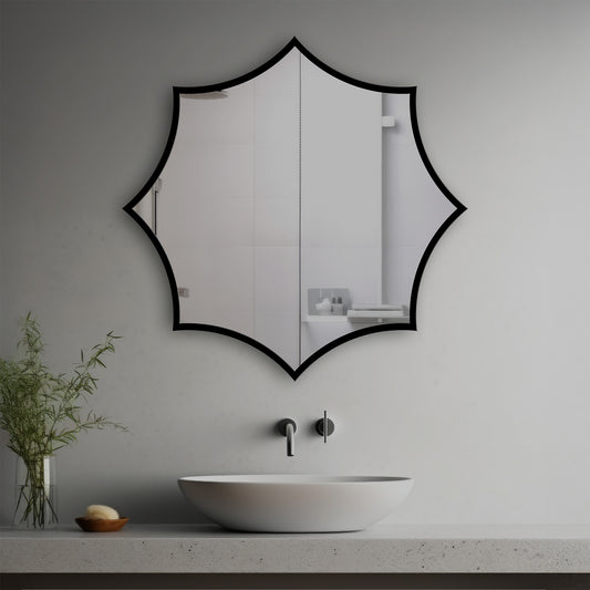 Zara Decorative Mirror in a modern bathroom over a vessel sink