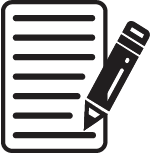 Icon of a pen and paper, symbolizing writing or note-taking.