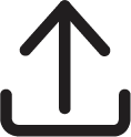 Black upward arrow icon on a white background symbolizing upload and enter.