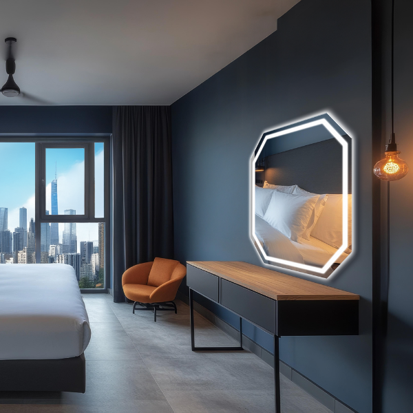 Seura Octagon Lighted Mirror in Hotel